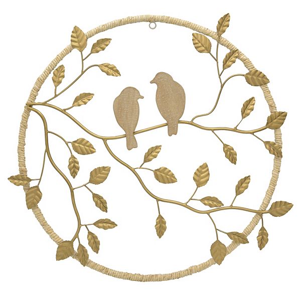 Belle Maison 25-in. Bird On Branch Metal Medallion Wall Décor - Natural