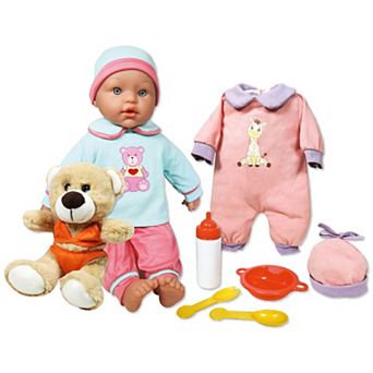 Lissi Baby Doll Billie with Stuffed Teddy Bear & Accessories