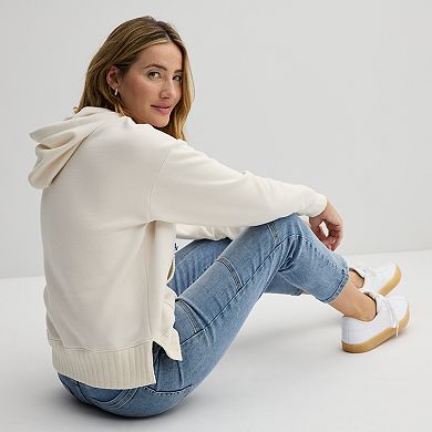 Women's Sonoma Goods For Life® Mixed Rib Fleece Hoodie