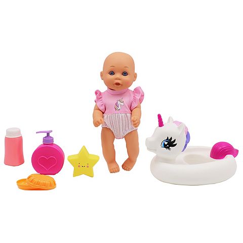 Детские куклы Gi-Go Toys Dream Collection: Water Baby Doll in Unicorn Floater 6 pc Playset