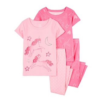 Baby Girl Carter's 4 pc Unicorn Cotton Pajama Top & Pajama Pants Set