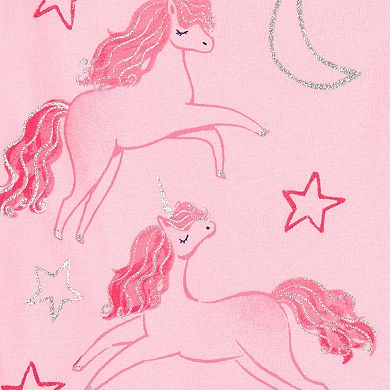 Baby Girl Carter's 4-Piece Unicorn Cotton Pajama Top & Pajama Pants Set