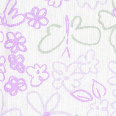 Baby Girl Carter's 4-Piece Floral Butterfly Cotton Pajama Top & Pajama Pants Set