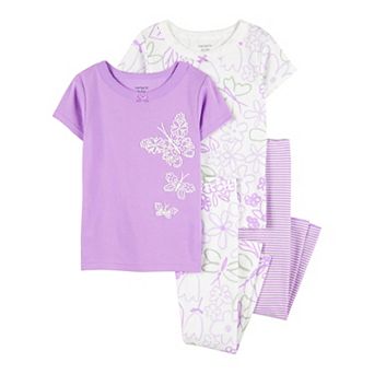 Toddler Girl Carter's 4 pc Floral Butterfly Cotton Pajama Set