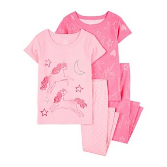 Toddler Girl Carter's 4 pc Unicorn Cotton Pajama Top & Pajama Pants Set