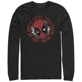 Big & Tall Marvel Deadpool I Love Tacos Long Sleeve Graphic Tee