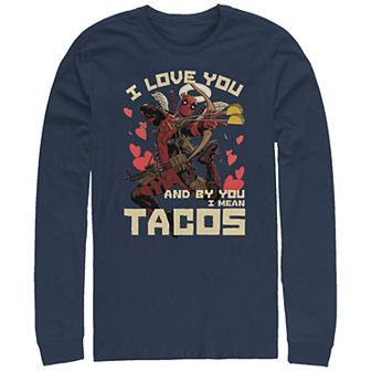 Big & Tall Marvel Deadpool I Love Tacos Long Sleeve Graphic Tee