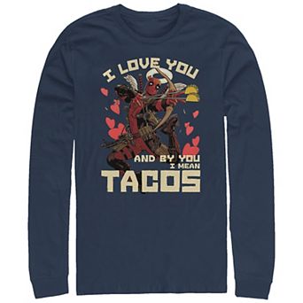 Big & Tall Marvel Deadpool I Love Tacos Long Sleeve Graphic Tee