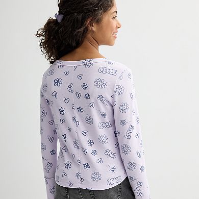 Girls 6-20 SO® Long Sleeve Seamed Tee in Regular & Plus Size
