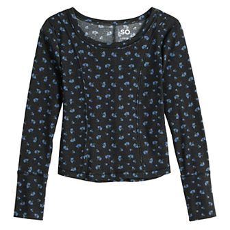 Girls 6-20 SO® Long Sleeve Seamed Tee in Regular & Plus Size