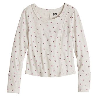 Girls 6-20 SO® Long Sleeve Seamed Tee in Regular & Plus Size