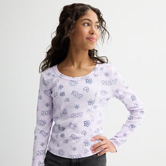 Girls 6-20 SO® Long Sleeve Seamed Tee in Regular & Plus Size