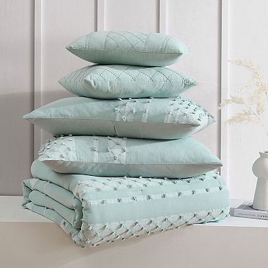 Swift Home Layla Clip Dot Diamond Comforter Set with Shams & Decorative Pillows