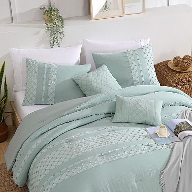 Swift Home Layla Clip Dot Diamond Comforter Set with Shams & Decorative Pillows