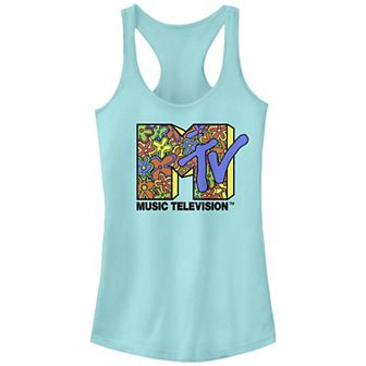 Juniors' MTV Hippie Print Logo Racerback Tank Top