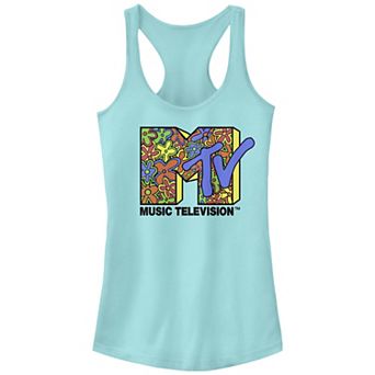 Juniors' MTV Hippie Print Logo Racerback Tank Top