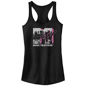 Juniors' MTV NYC Skyline Print Logo Racerback Tank Top