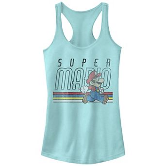 Juniors' Nintendo Super Mario Bros Running Stripes Racerback Tank Top