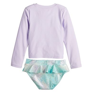 Disney's Frozen Baby & Toddler Girl Adaptive Long Sleeve Rashguard & Ruffled Swim Bottoms Set by Jumping Beans®
