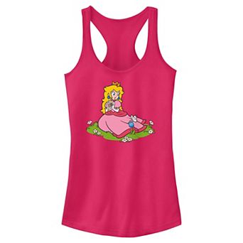 Juniors' Nintendo Super Mario Bros Princess Peach Picking Flowers Racerback Tank Top