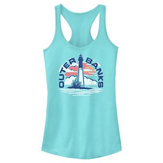 Juniors' Outer Banks Lighthouse Racerback Tank Top