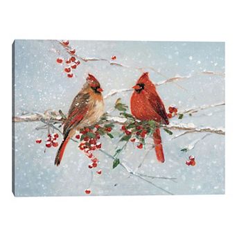 Cardinals in Winter Canvas Wall Art