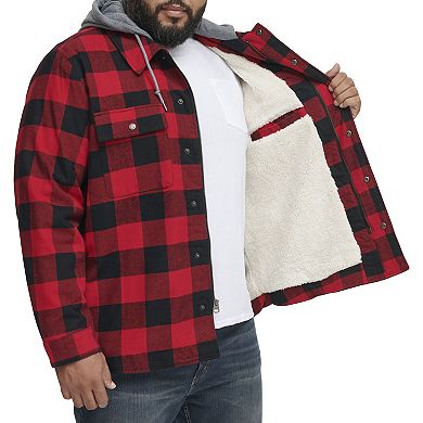 Big & Tall Levi's® Plaid High-Pile Fleece-Lined Hooded Shirt Jacket