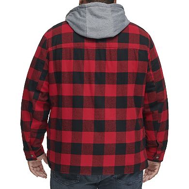 Big & Tall Levi's® Plaid High-Pile Fleece-Lined Hooded Shirt Jacket