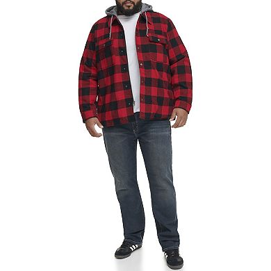 Big & Tall Levi's® Plaid High-Pile Fleece-Lined Hooded Shirt Jacket