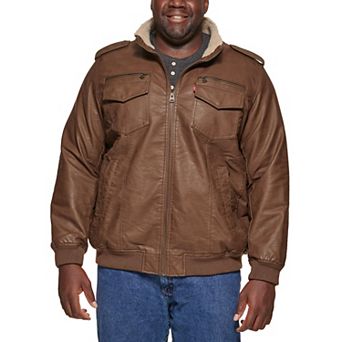 Big & Tall Levi's® Faux Leather Sherpa Lined Bomber Jacket