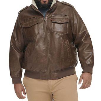 Big & Tall Levi's® Faux Leather Sherpa Lined Bomber Jacket