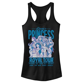 Disney Princess Pocahontas, Ariel, Aurora, Belle, Snow White, Jasmine, Tiana, Mulan, Rapunzel & Cinderella Royal Tour Juniors' Racerback Tank Top