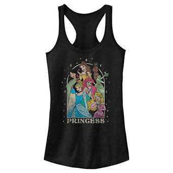 Disney Princess Mulan, Belle, Tiana, Cinderella, Ariel & Rapunzel Arch Portrait Juniors' Racerback Tank Top