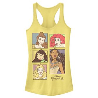 Disney Princess Belle, Ariel, Mulan, Pocahontas & Aurora Happy Portraits Juniors' Racerback Tank Top