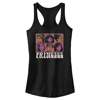 Disney Princess Belle, Jasmine, Tiana, Ariel, Cinderella & Mulan Retro Portraits Juniors' Racerback Tank Top