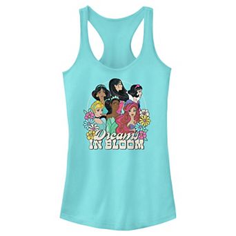 Disney Princess Jasmine, Mulan, Snow White, Cinderella, Tiana & Ariel Dreams In Bloom Juniors' Racerback Tank Top