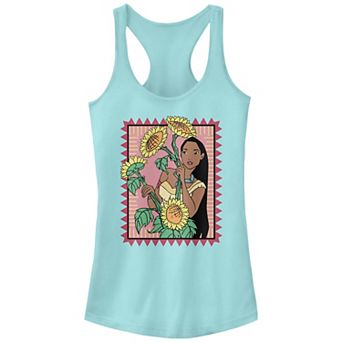 Disney's Pocahontas Looking Trough Sunflowers Juniors' Racerback Tank Top
