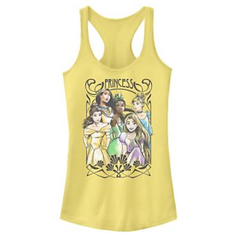 Disney Princess Belle, Pocahontas, Tiana, Cinderella & Rapunzel Noveau Portrait Juniors' Racerback Tank Top