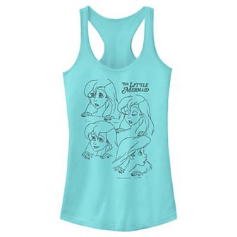 Disney's The Little Mermaid Ariel Head Sketches Juniors' Racerback Tank Top