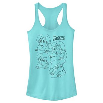 Disney's The Little Mermaid Ariel Head Sketches Juniors' Racerback Tank Top