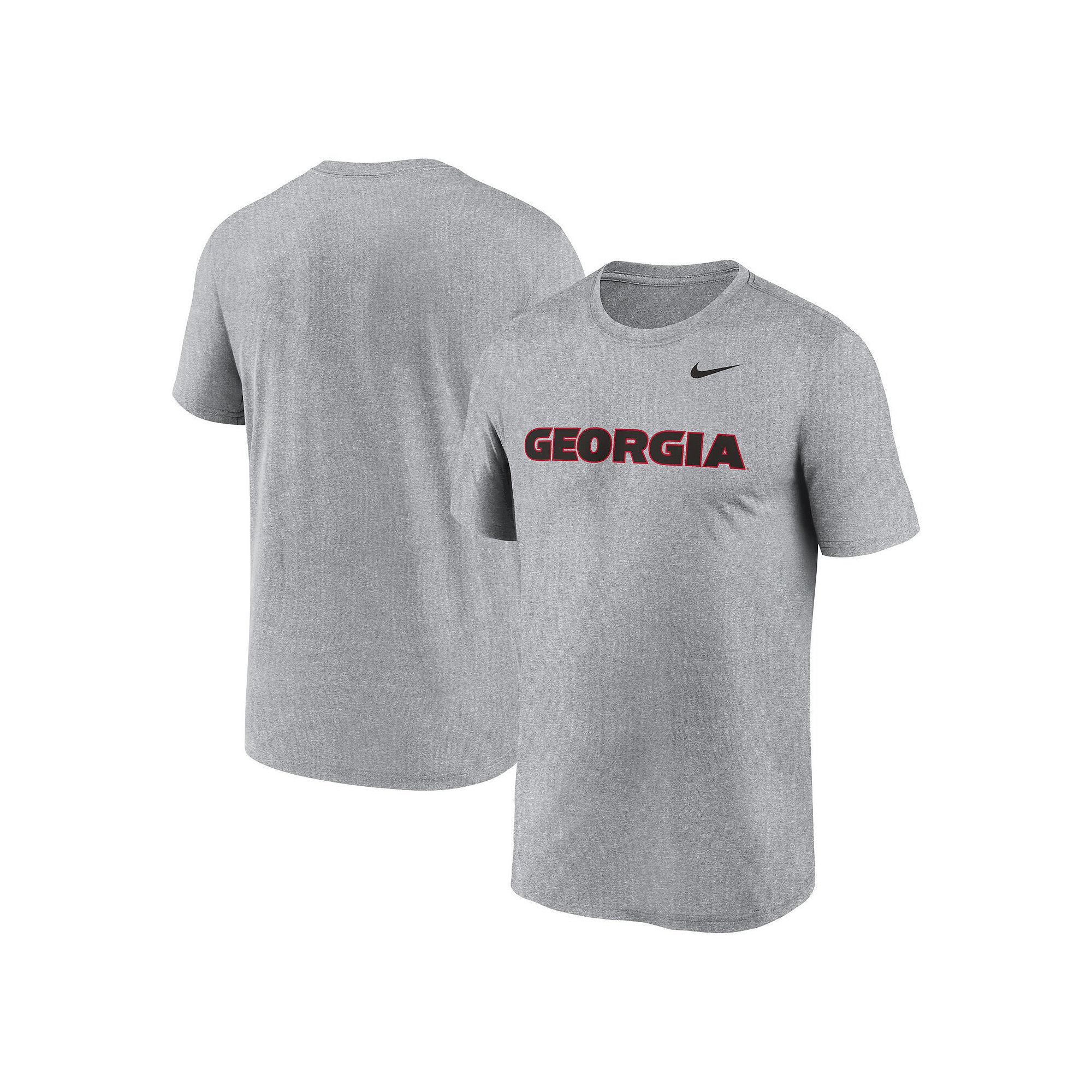 Mens Nike Heather Gray Georgia Bulldogs Primetime Legend Wordmark T-Shirt,