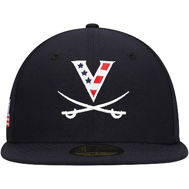 "Men's New Era Navy Virginia Cavaliers Red, White & Hoo 59FIFTY Fitted Hat"
