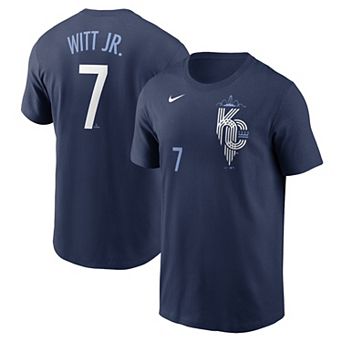 Men's Nike Bobby Witt Jr. Navy Kansas City Royals City Connect Fuse Name & Number T-Shirt