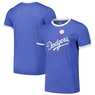 Men s Majestic Threads Royal Los Angeles Dodgers Ringer Tri Blend T Shirt