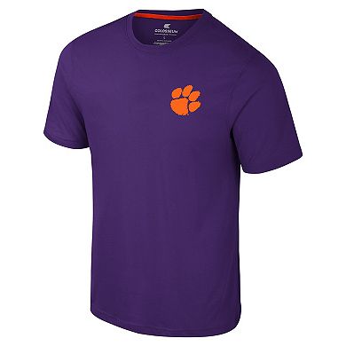 Men's Colosseum Purple Clemson Tigers Logo Lockup 2-Hit Active Blend T-Shirt