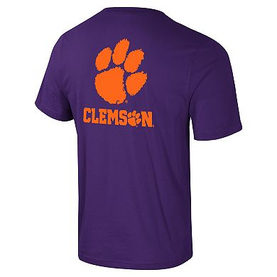 Men's Colosseum Purple Clemson Tigers Logo Lockup 2-Hit Active Blend T-Shirt