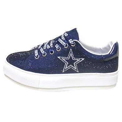 Women's Cuce Navy Dallas Cowboys Team Colored Crystal Sneakers