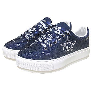 Women's Cuce Navy Dallas Cowboys Team Colored Crystal Sneakers