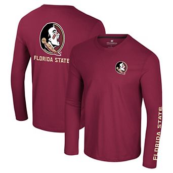 Men's Colosseum Garnet Florida State Seminoles Logo Lockup 3-Hit Active Blend Long Sleeve T-Shirt