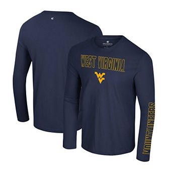 Men's Colosseum Navy West Virginia Mountaineers Color Pop Active Blend 2-Hit Long Sleeve T-Shirt